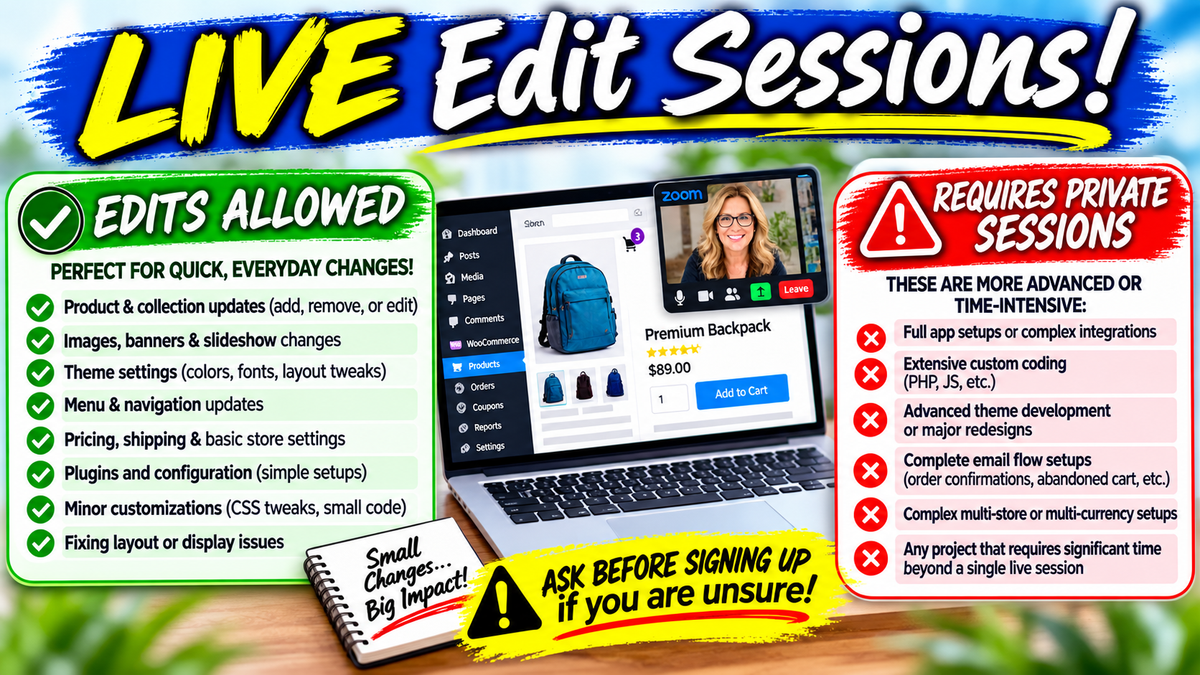 Shopify LIVE Edit Sessions