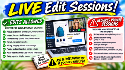 Shopify LIVE Edit Sessions